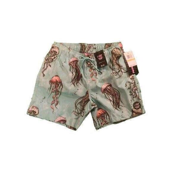PSYCHO TUNA Psycho Jellyfish Drawstring SWIM BOARD SHORTS Mens Size S. NWT - Picture 1 of 2